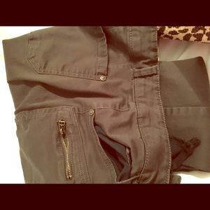 Army green crop pants